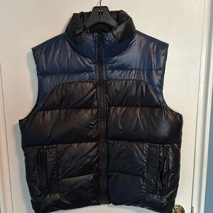 Andrew Marc Black Blue Puffer Vest Large